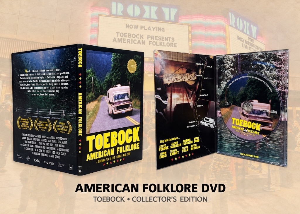 Toebock American Folklore DVD Collector's Edition, a skateboard film by Fred Zanna and Adam Crew, shown with case, insert and disc